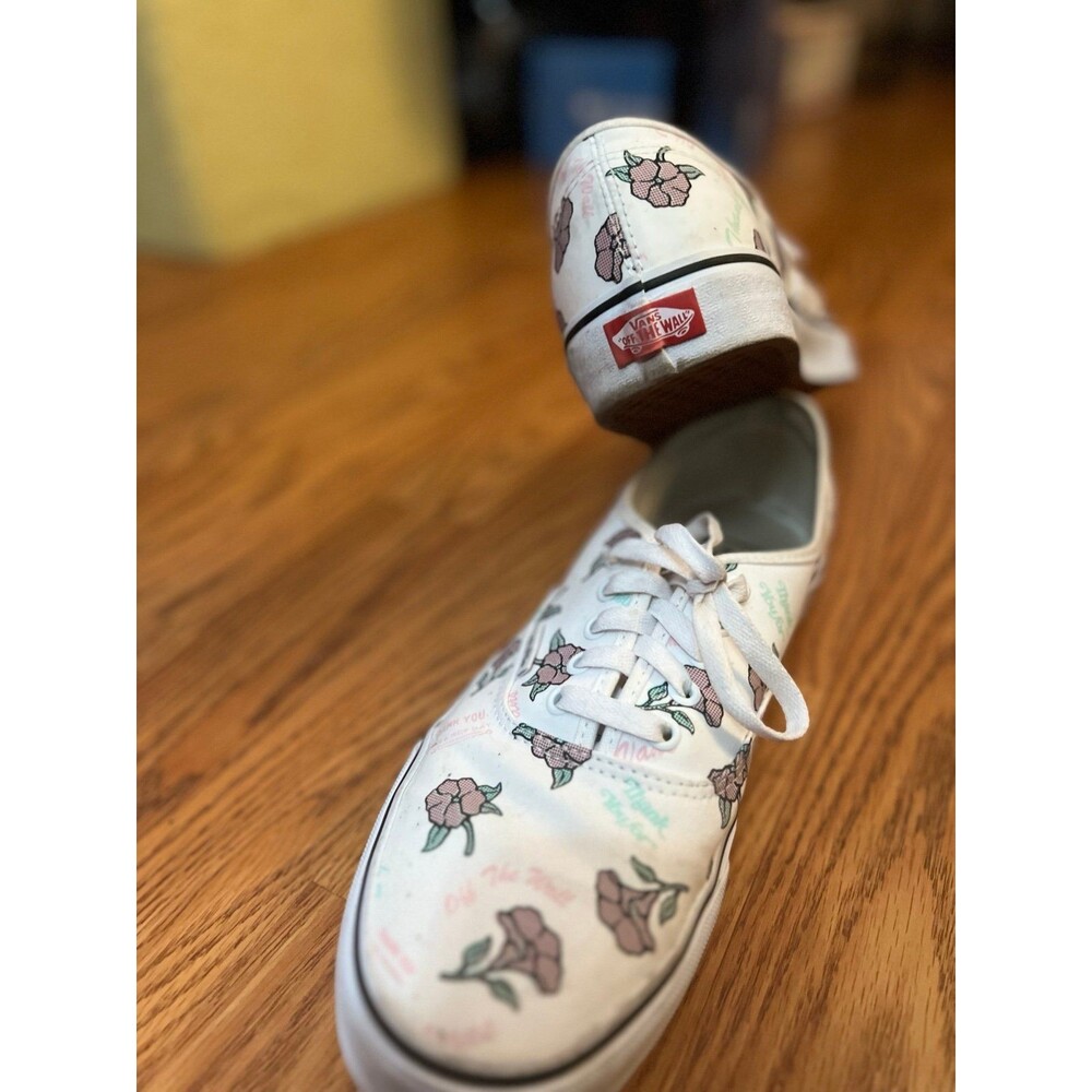Vans White Canvas Floral Lace-Up Low Top Shoes Men's US 10.5 NWOB - Picture 2 of 3